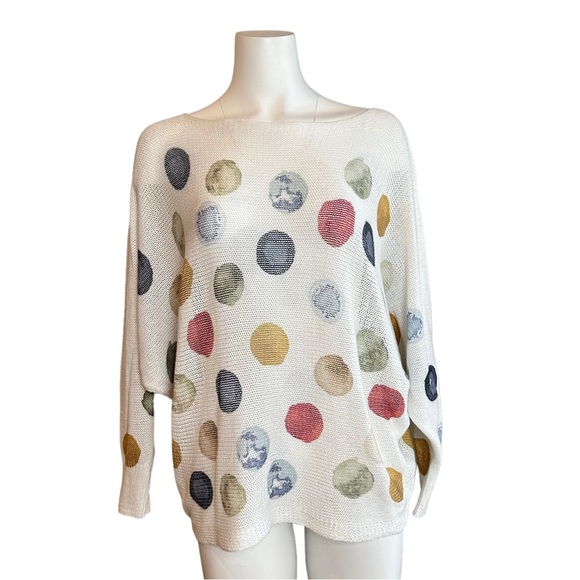 Moda Italia Polka Dot Knit Batwing Blouse Made in Italy Large L - Picture 1 of 7